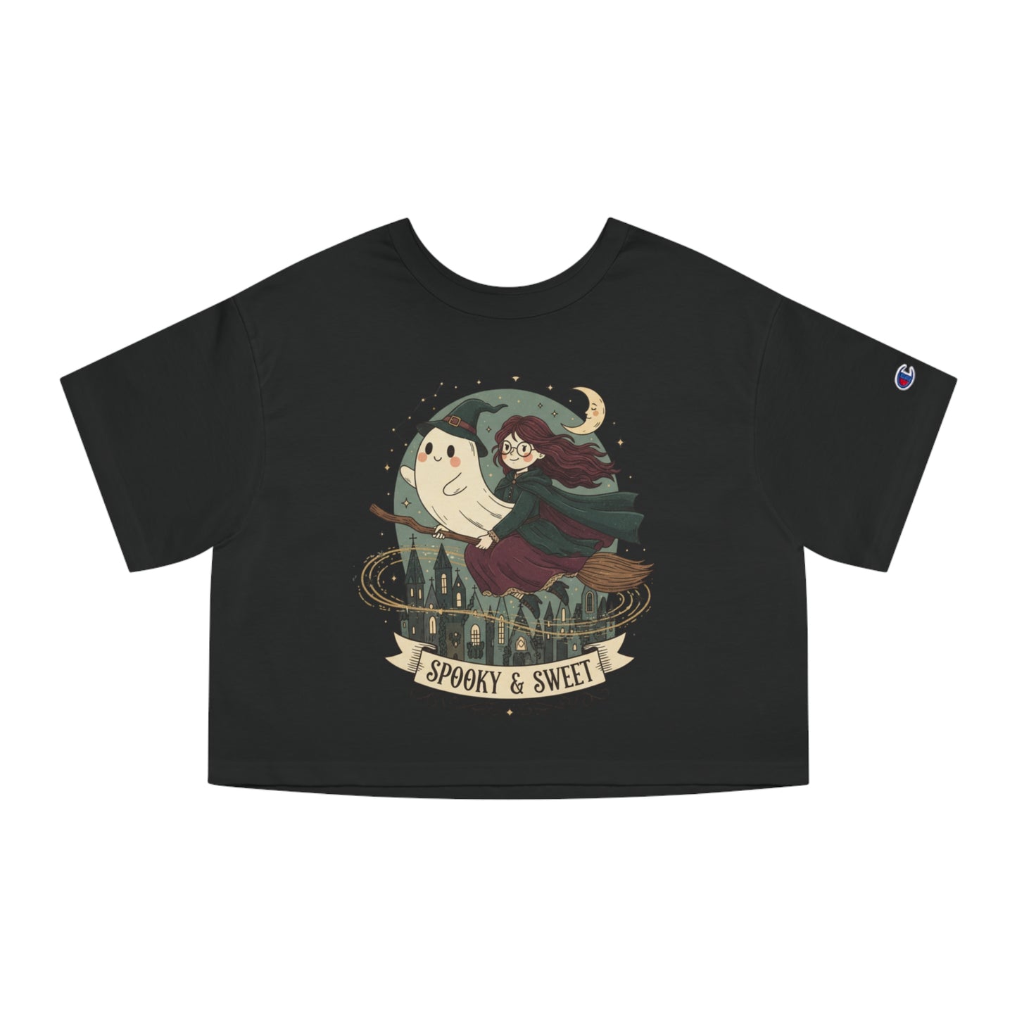 Women’s Spooky & Sweet Cropped Halloween T-Shirt | Witchy Cute Fall Top