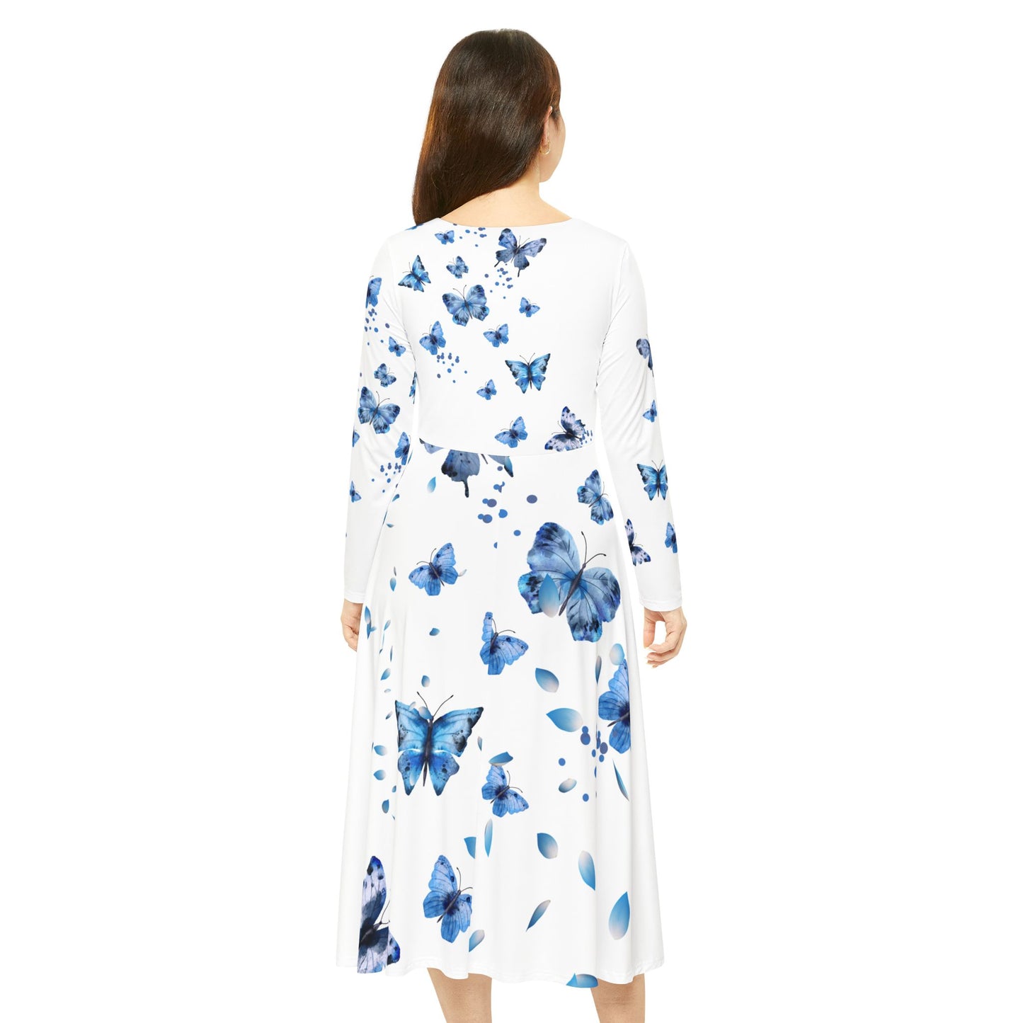 Women’s Spring Butterfly Dress – Long Sleeve Floral Party Wear