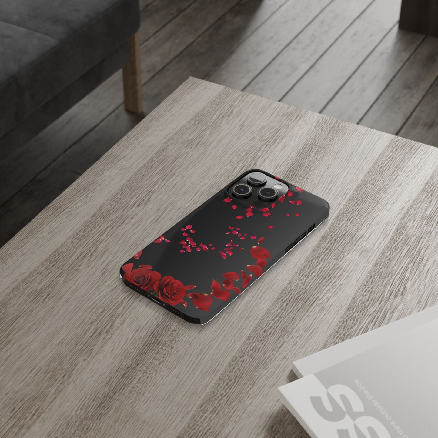 Romantic Rose Slim Phone Case - Floral Design, Love Gift, Phone Accessory, Customizable Cover, Valentine’s Day Present