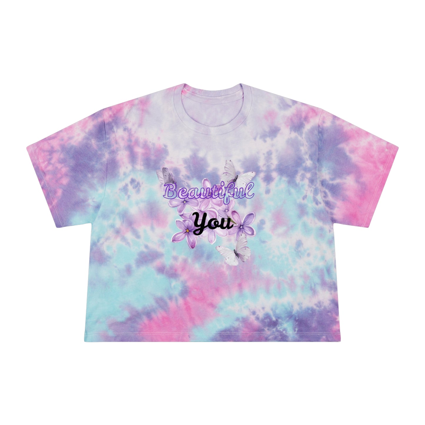 Women's Tie-Dye Crop Tee - Beautiful You, Summer Fashion, Trendy Top, Relaxed Vibe, Gift for Her, Festival Wear