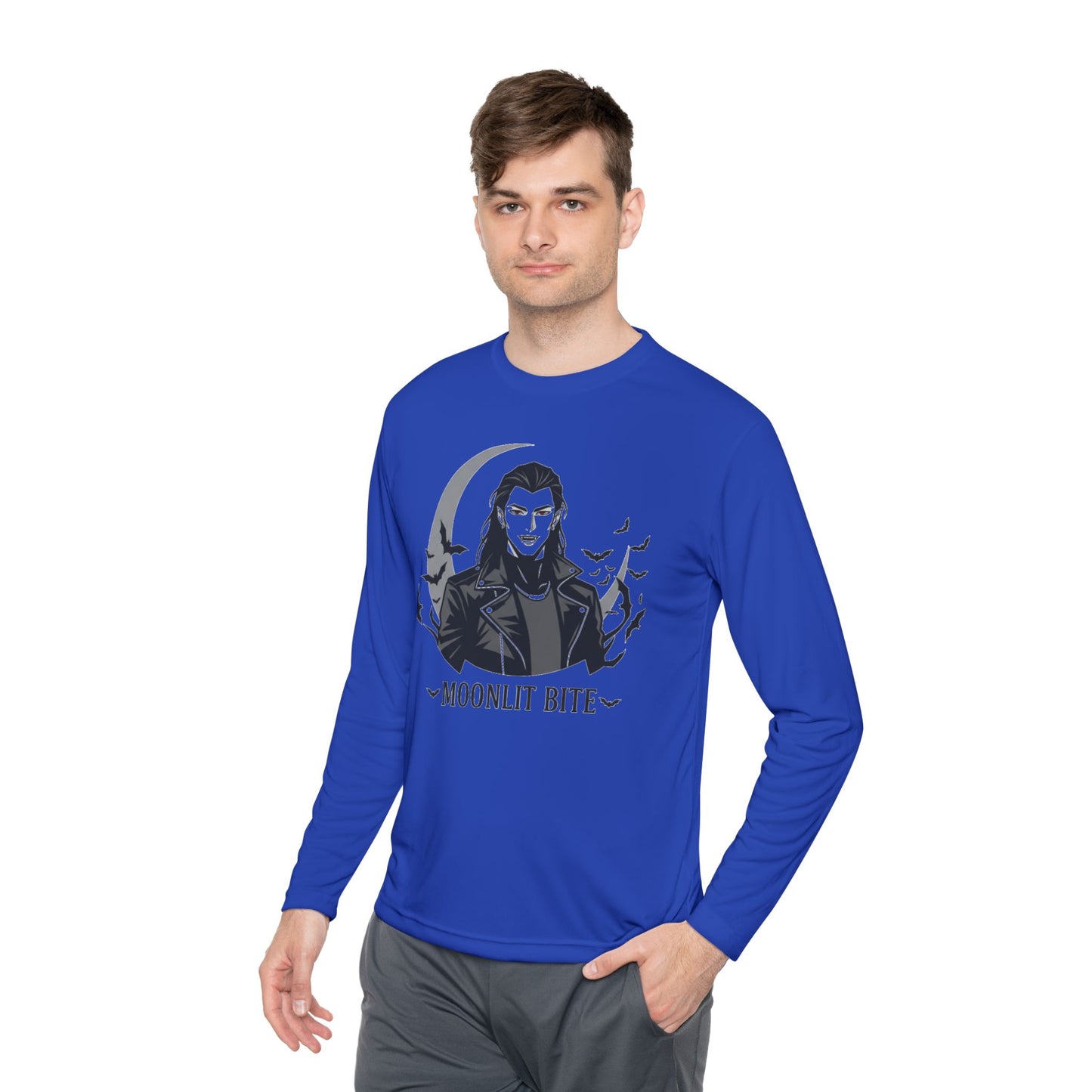 Moonlit Bite Gothic Long Sleeve Tee – Unisex Halloween Shirt, Casual Autumn Wear
