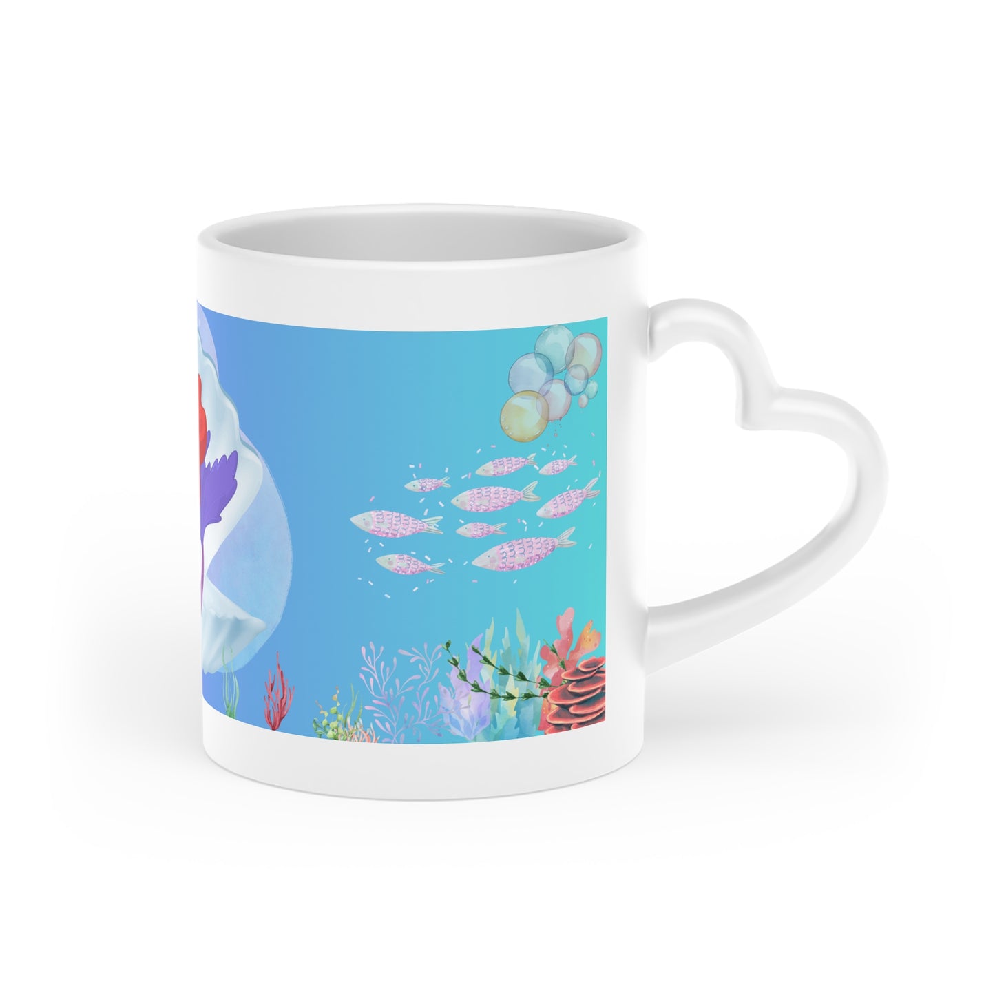 Mermaid Heart-Shaped Mug, Cute Mermaid Mug, Gifts for Her, Magical Coffee Cup, Ocean Lover Mug, Nautical Decor