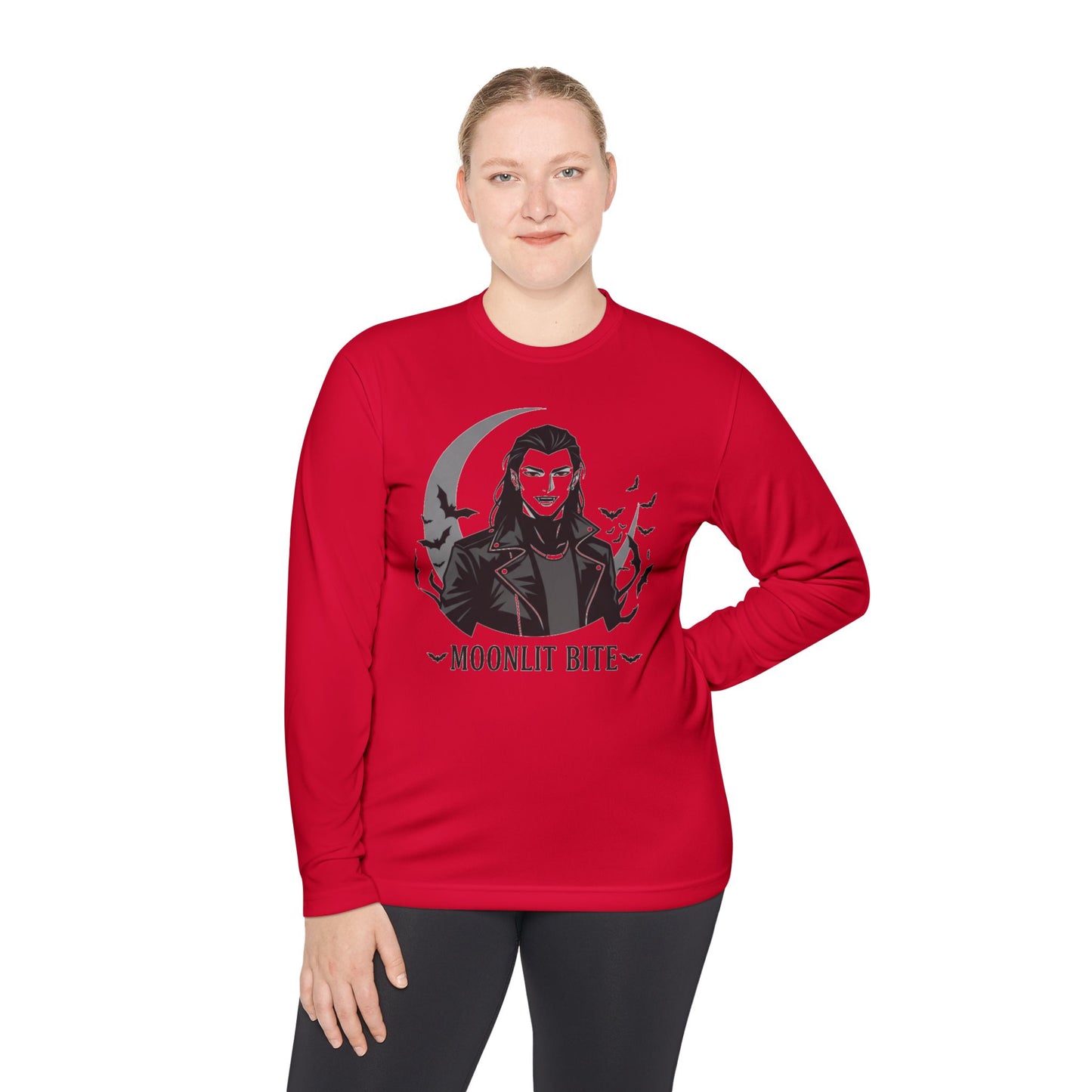 Moonlit Bite Gothic Long Sleeve Tee – Unisex Halloween Shirt, Casual Autumn Wear