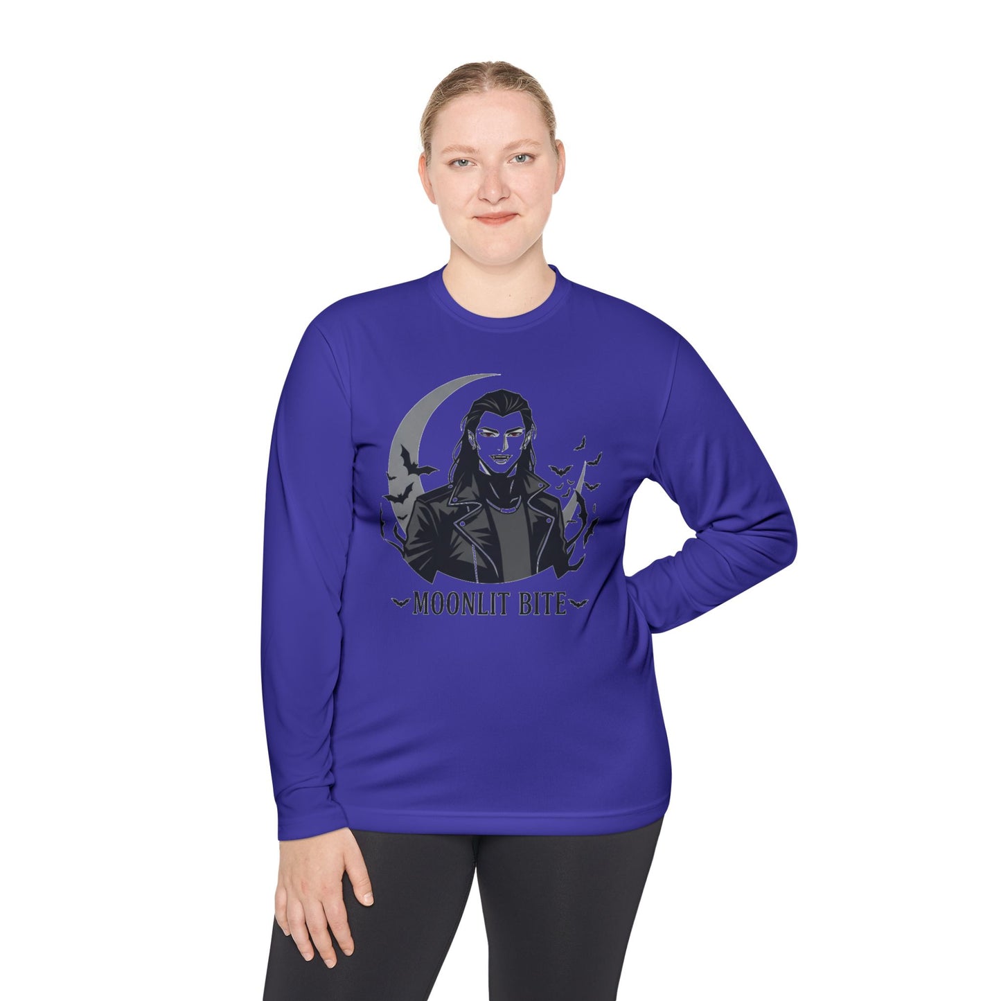 Moonlit Bite Gothic Long Sleeve Tee – Unisex Halloween Shirt, Casual Autumn Wear