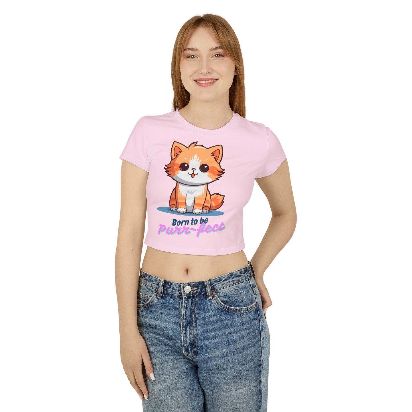 🐱 Born to be Purr-fect – Cute Cat Crop Top Tee