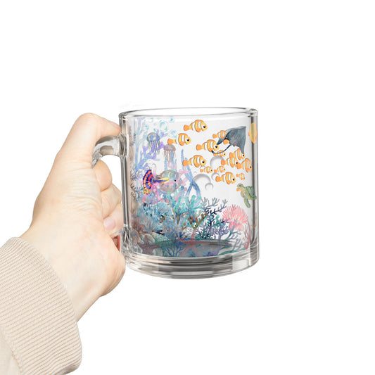 Underwater Adventure Glass Mug, Fish-Themed Coffee Cup, Ocean Decor, Gift for Sea Lovers, Marine Life Mug