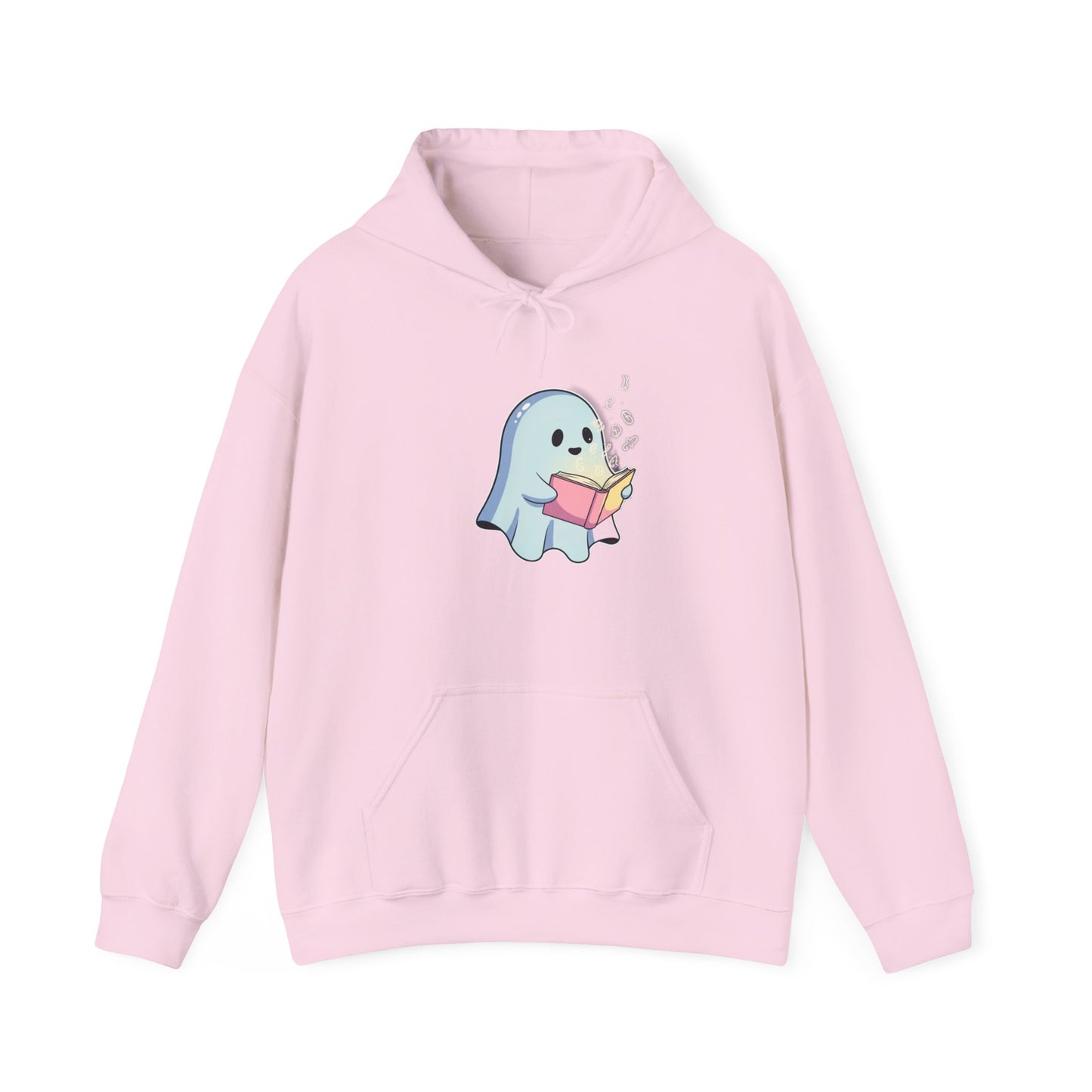 Cozy Ghost Reading Hoodie | Unisex Halloween Sweatshirt Gift