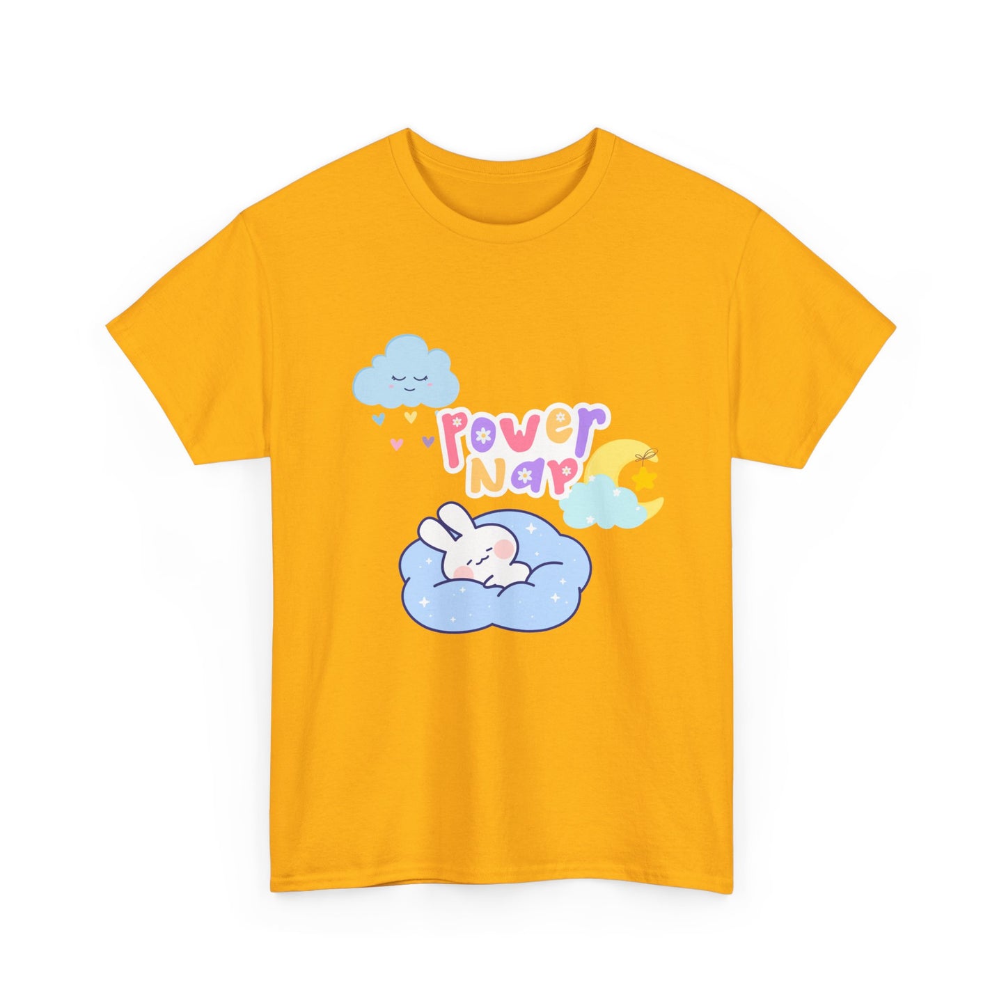 Power Nap Unisex Heavy Cotton Tee, Comfortable T-Shirt, Cute Rabbit Design, Relaxation Gift, Cozy Apparel, Perfect for Nappers