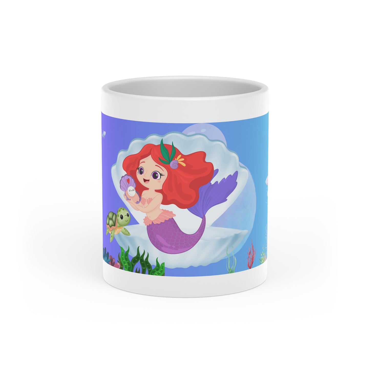 Mermaid Heart-Shaped Mug, Cute Mermaid Mug, Gifts for Her, Magical Coffee Cup, Ocean Lover Mug, Nautical Decor
