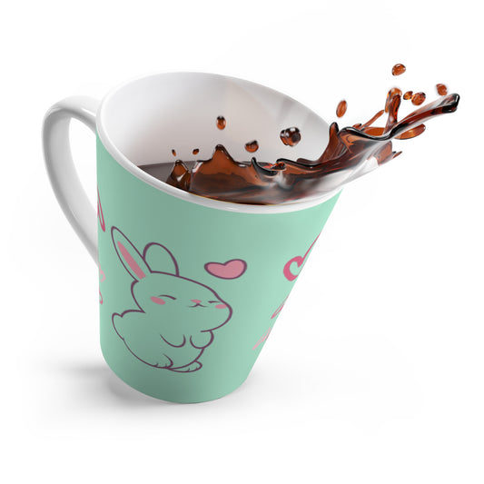 Cute Bunny Latte Mug, Adorable Tea Cup for Animal Lovers, Gift for Valentines Day, Heart Mug for Coffee, Fun Kitchen Accessory