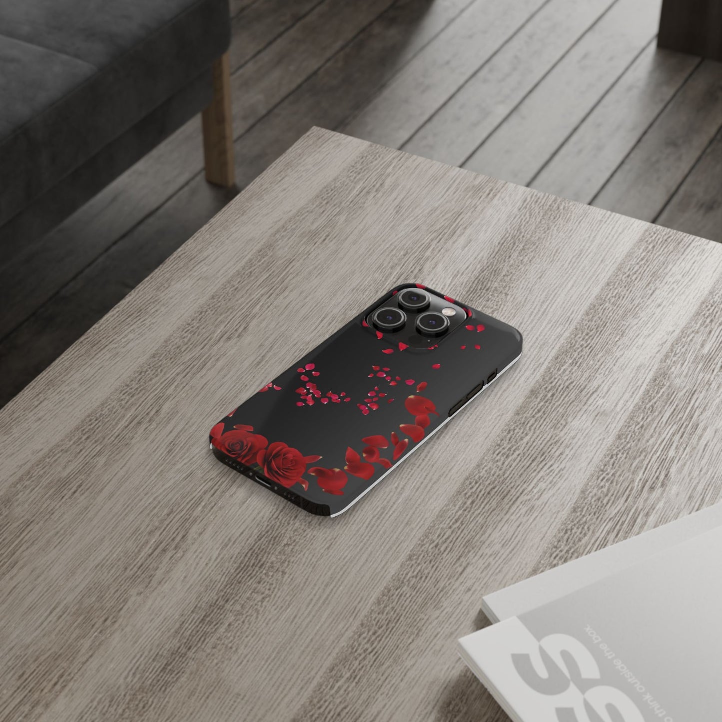 Romantic Rose Slim Phone Case - Floral Design, Love Gift, Phone Accessory, Customizable Cover, Valentine’s Day Present