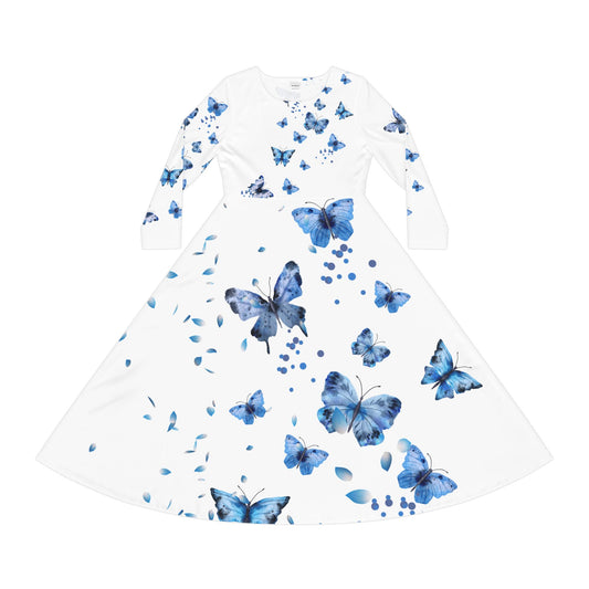 Women’s Spring Butterfly Dress – Long Sleeve Floral Party Wear