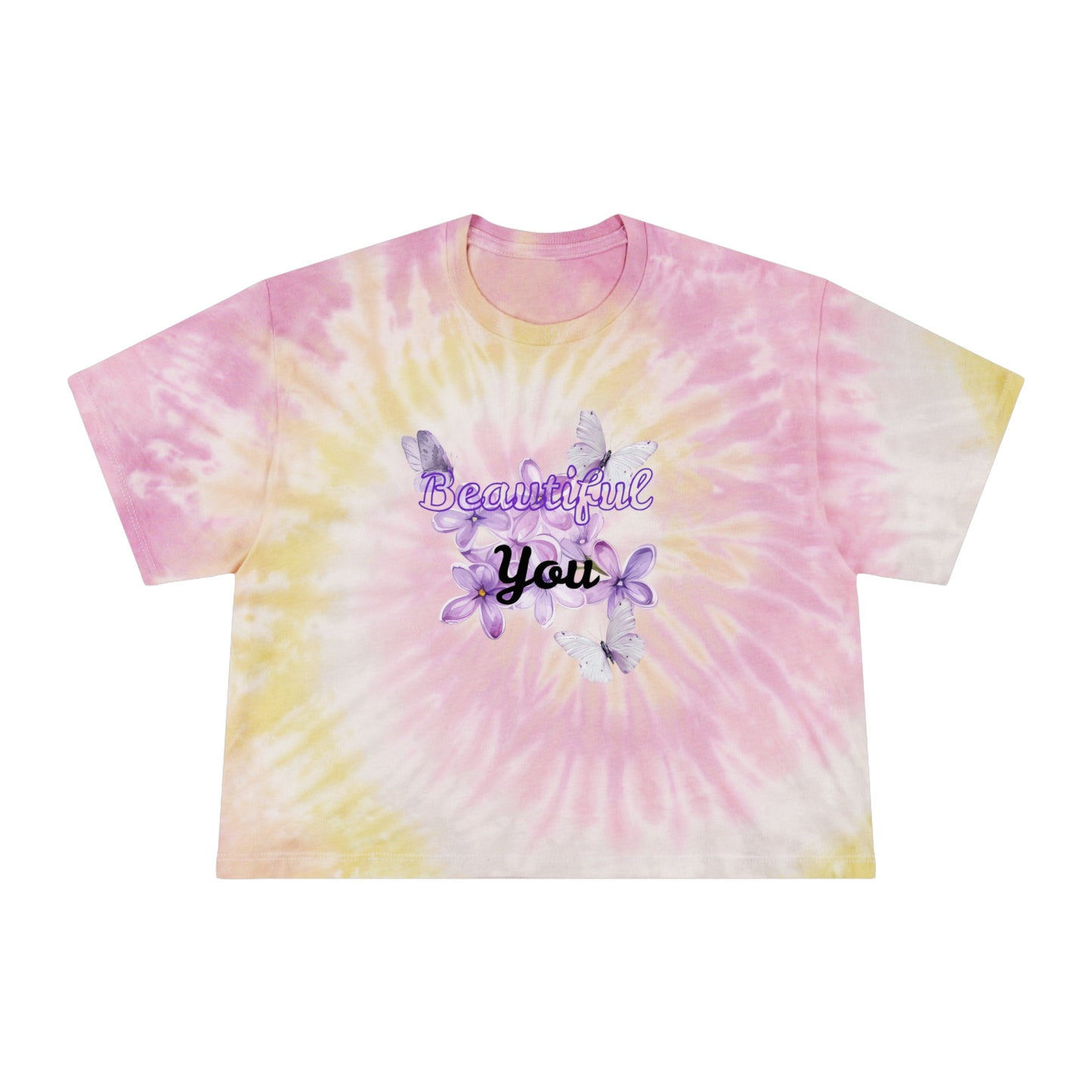 Women's Tie-Dye Crop Tee - Beautiful You, Summer Fashion, Trendy Top, Relaxed Vibe, Gift for Her, Festival Wear