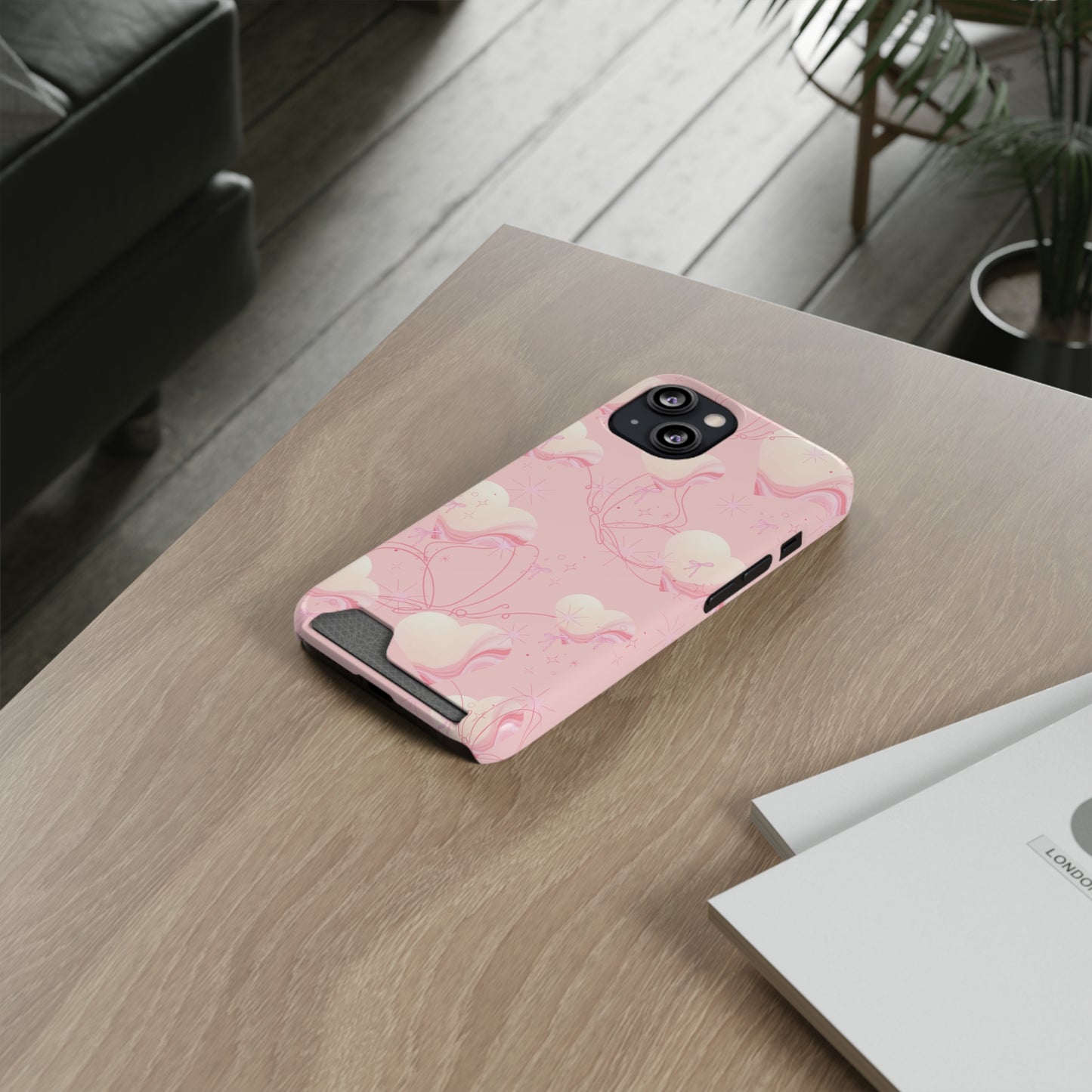 Butterfly Card Holder Phone Case – Stylish Pink Protective Cover