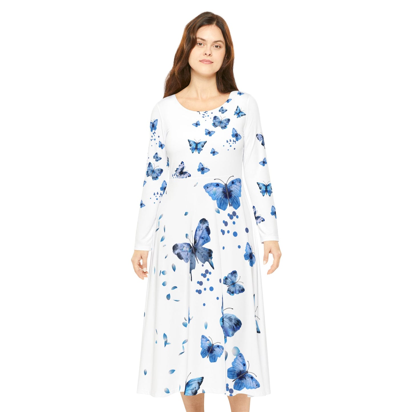 Women’s Spring Butterfly Dress – Long Sleeve Floral Party Wear
