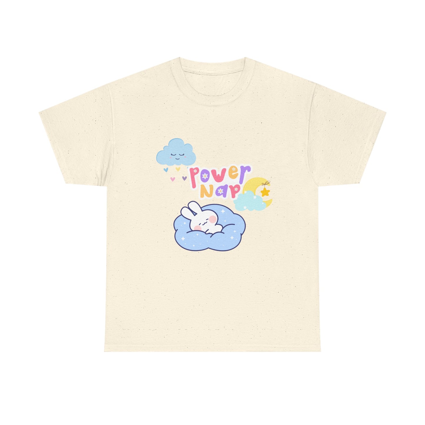 Power Nap Unisex Heavy Cotton Tee, Comfortable T-Shirt, Cute Rabbit Design, Relaxation Gift, Cozy Apparel, Perfect for Nappers