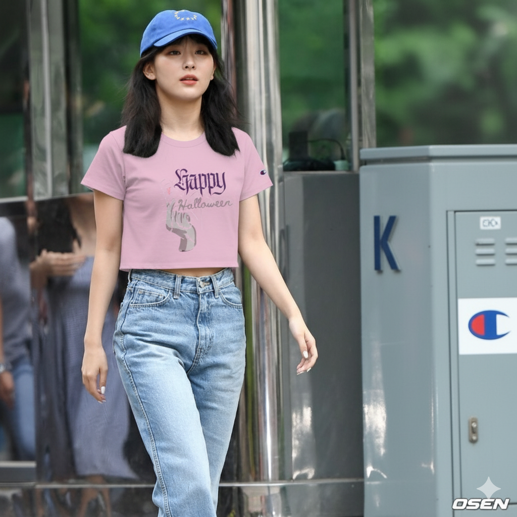 Trendy Halloween Cropped T-Shirt | Stylish Cotton Crop Top for Women – Aethink