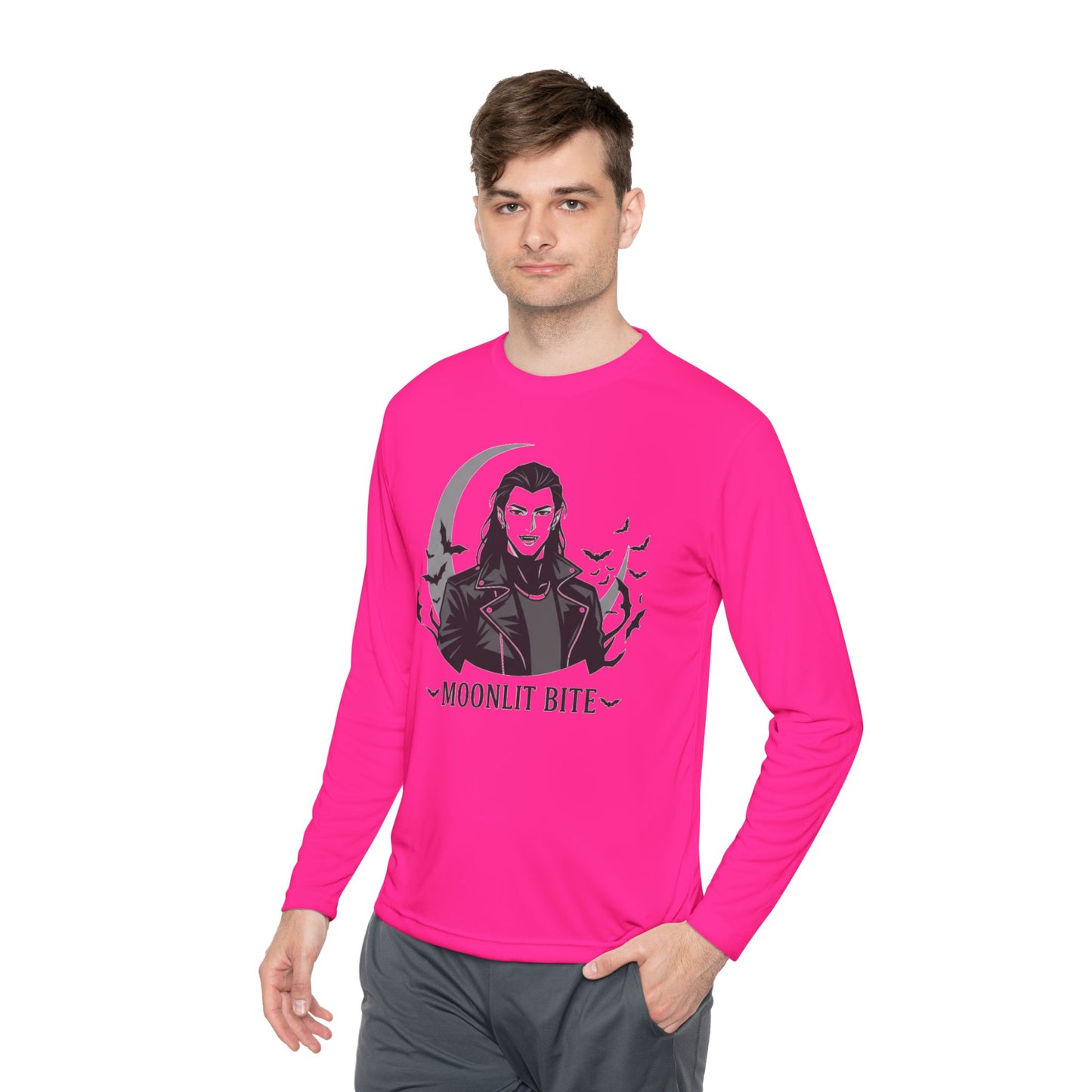 Moonlit Bite Gothic Long Sleeve Tee – Unisex Halloween Shirt, Casual Autumn Wear