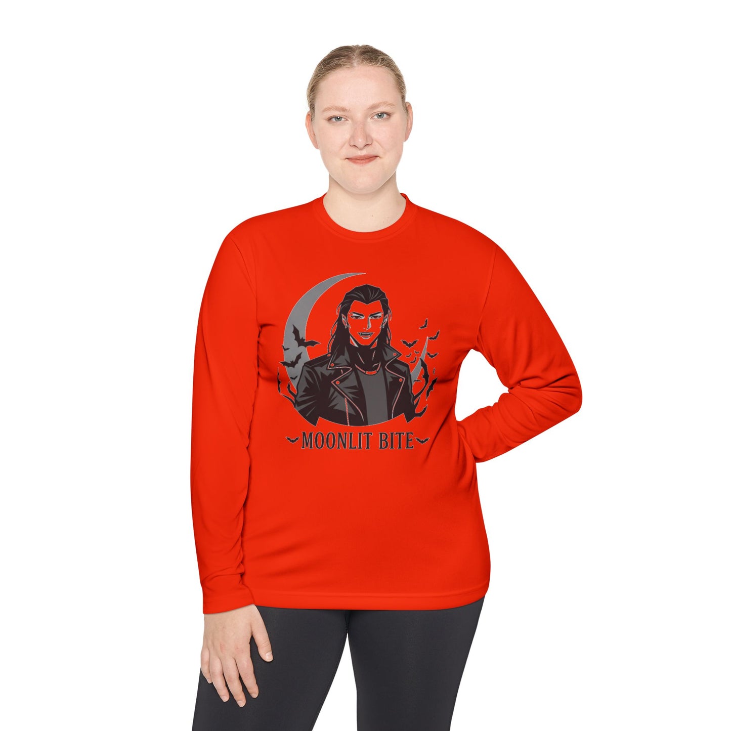 Moonlit Bite Gothic Long Sleeve Tee – Unisex Halloween Shirt, Casual Autumn Wear