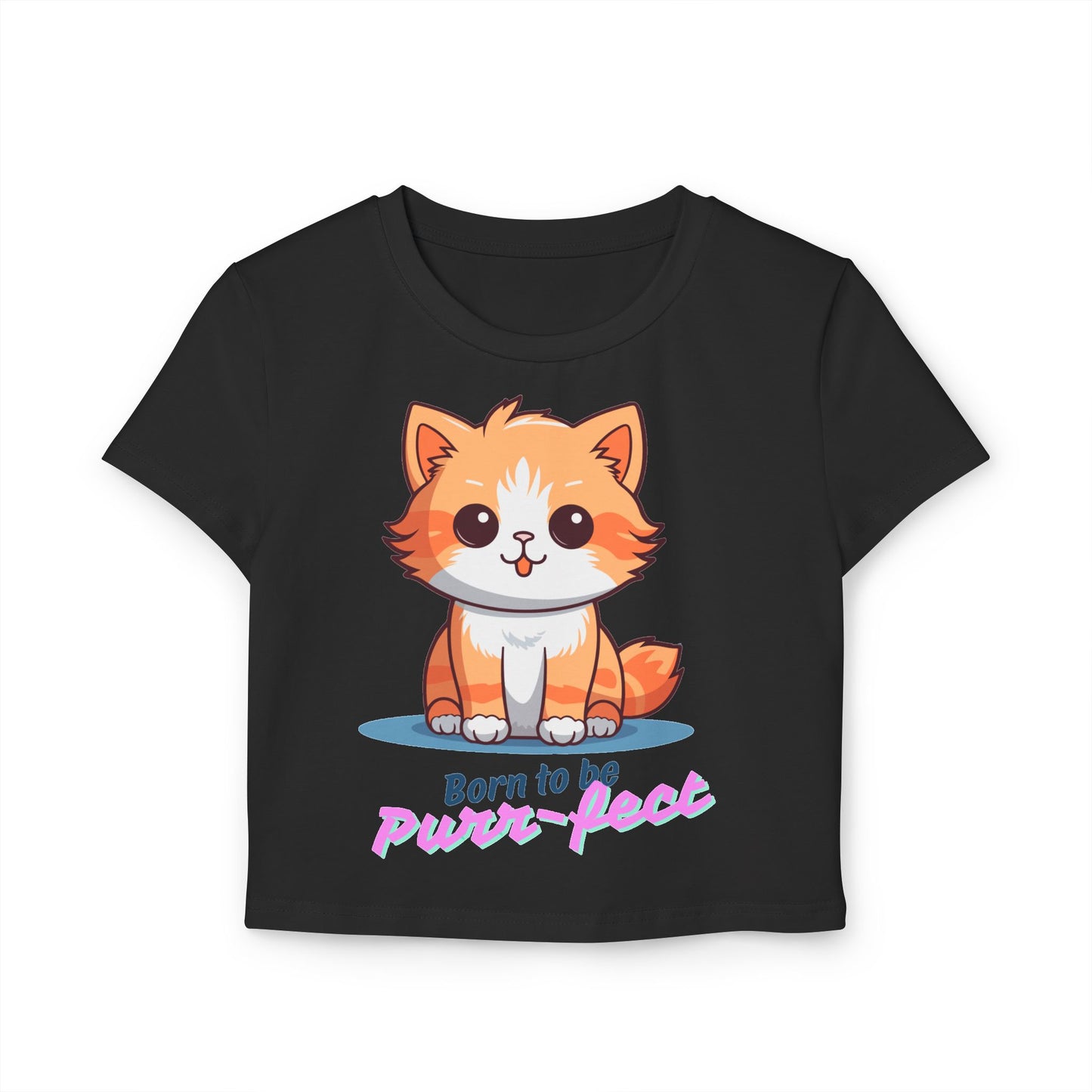 🐱 Born to be Purr-fect – Cute Cat Crop Top Tee