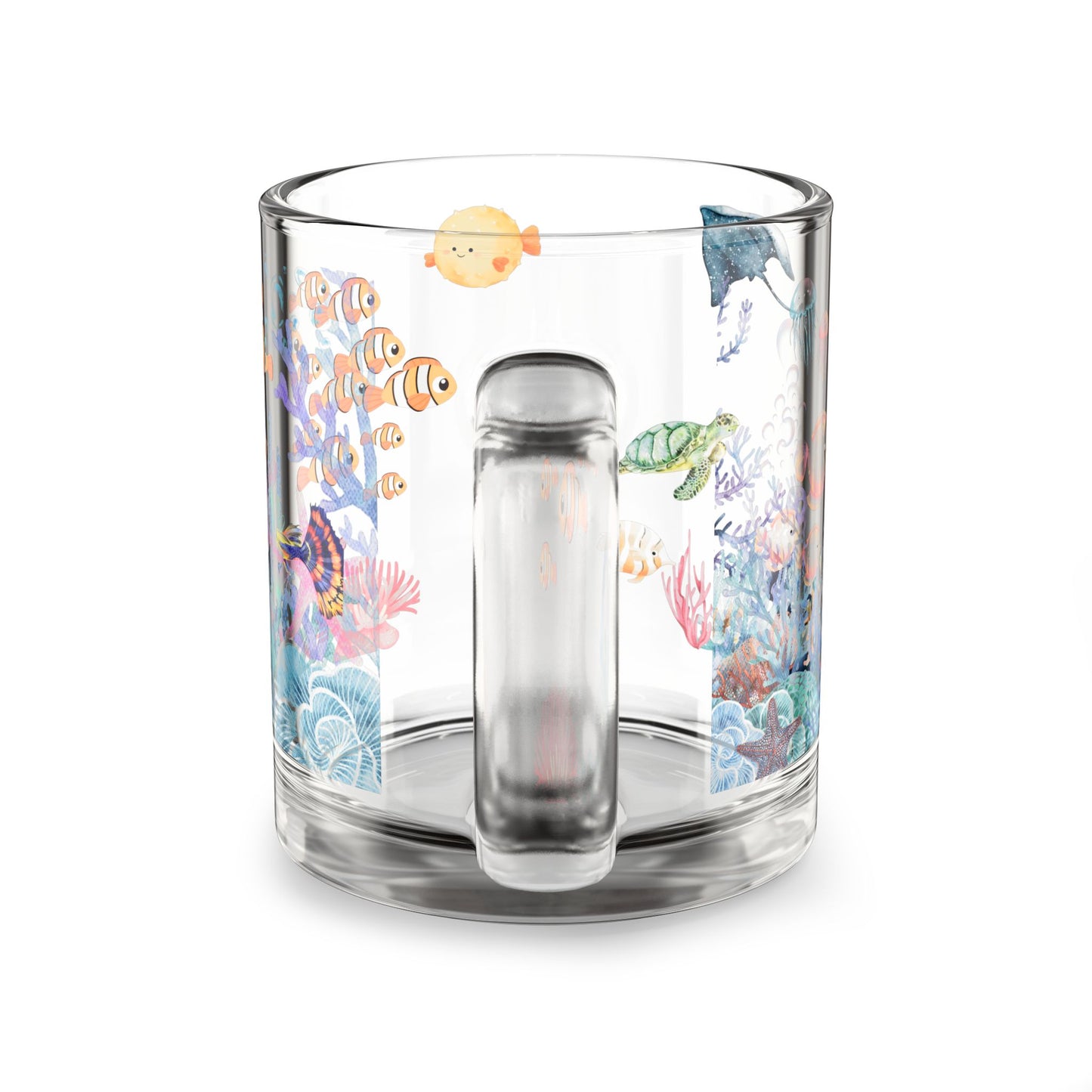 Underwater Adventure Glass Mug, Fish-Themed Coffee Cup, Ocean Decor, Gift for Sea Lovers, Marine Life Mug