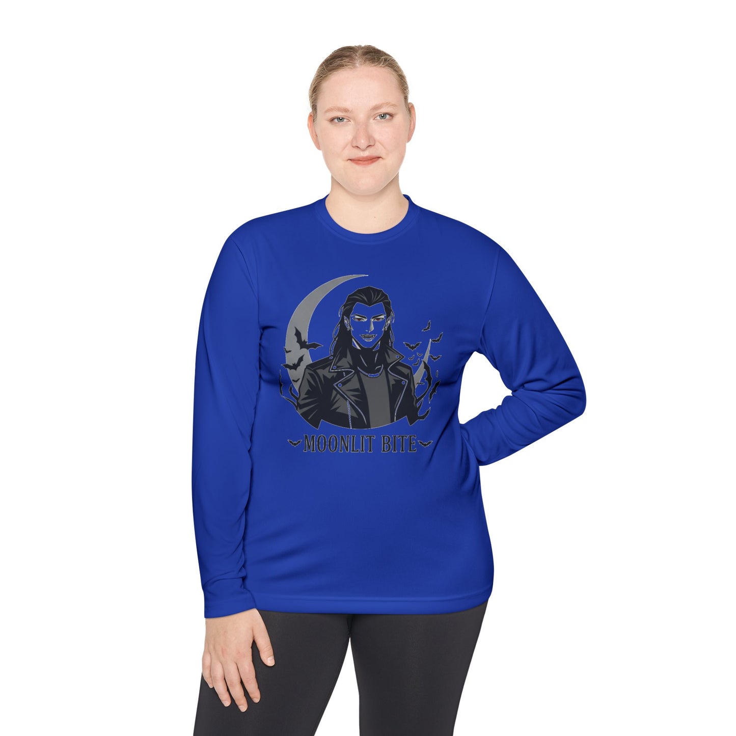 Moonlit Bite Gothic Long Sleeve Tee – Unisex Halloween Shirt, Casual Autumn Wear
