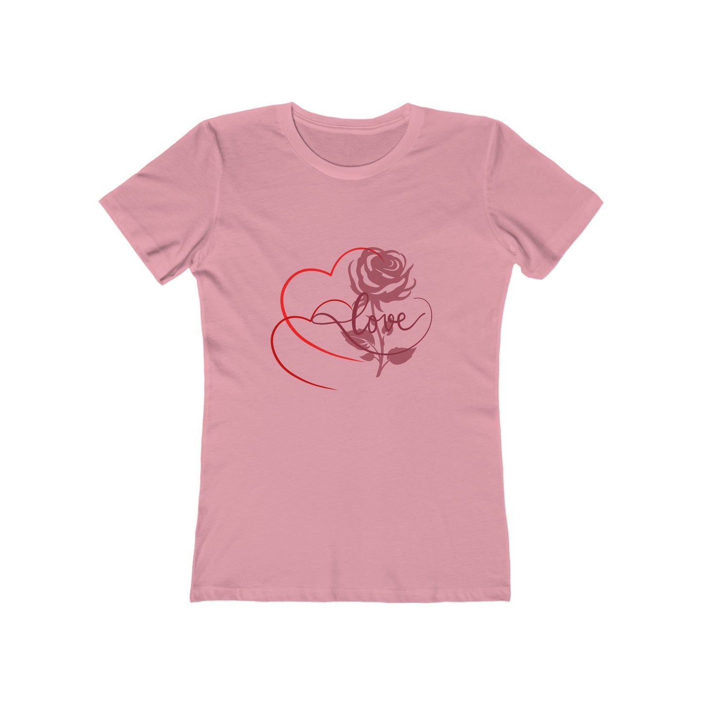 Romantic Floral Boyfriend Tee, Cute Love Shirt, Women's Casual Tee