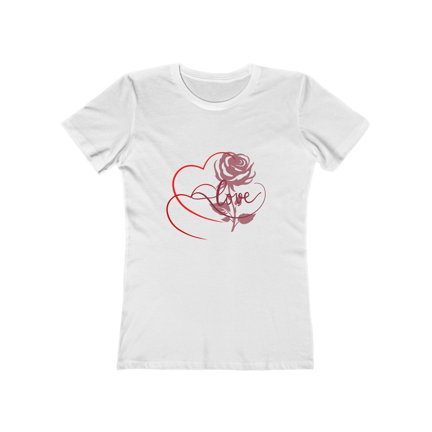 Romantic Floral Boyfriend Tee, Cute Love Shirt, Women's Casual Tee