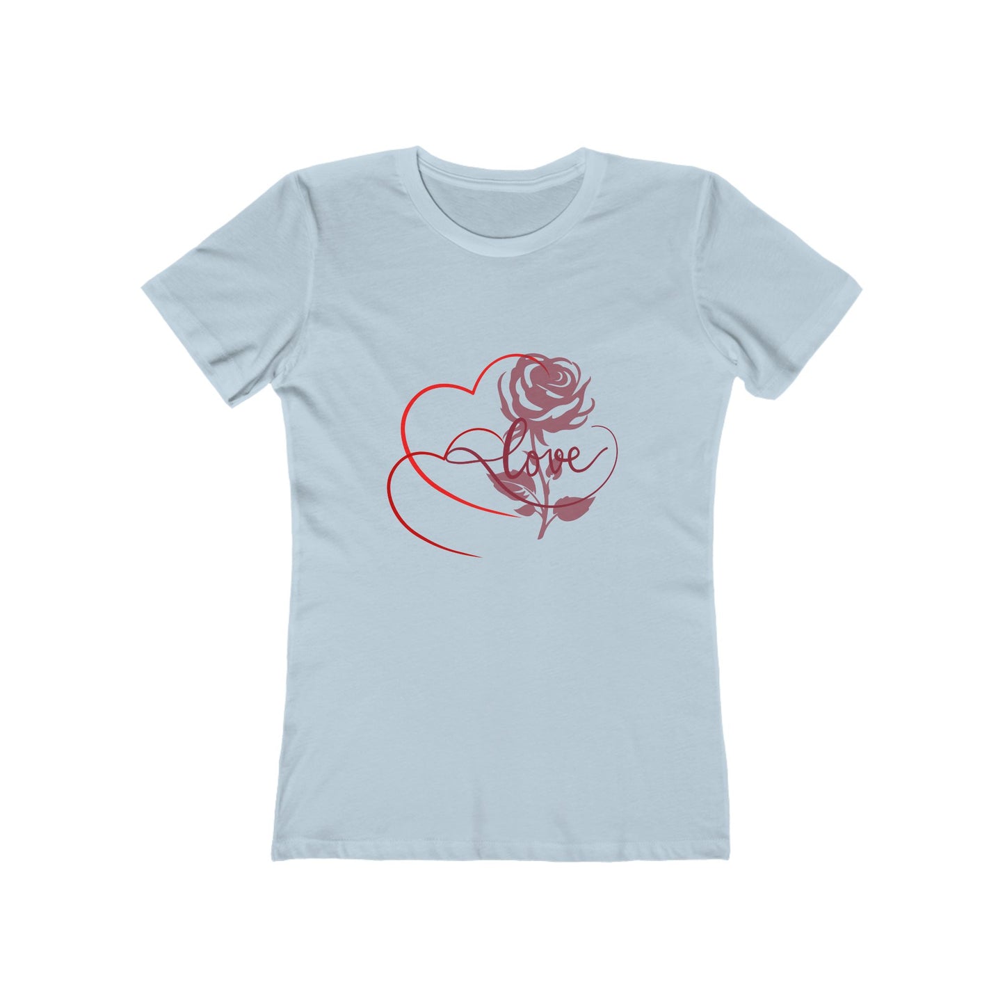 Romantic Floral Boyfriend Tee, Cute Love Shirt, Women's Casual Tee