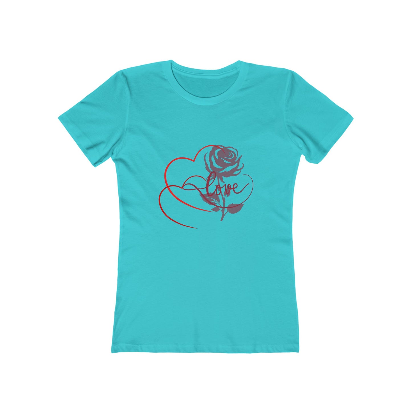Romantic Floral Boyfriend Tee, Cute Love Shirt, Women's Casual Tee