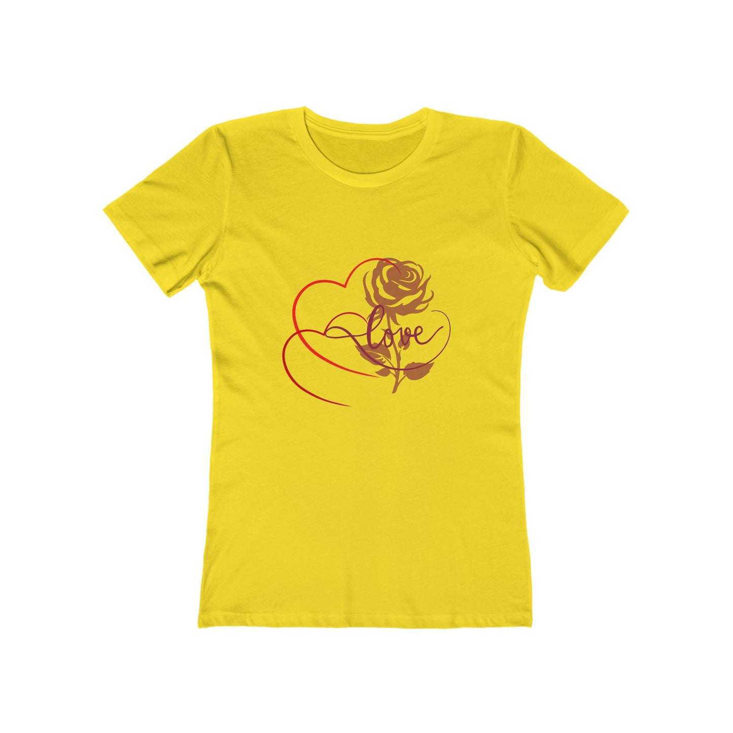 Romantic Floral Boyfriend Tee, Cute Love Shirt, Women's Casual Tee