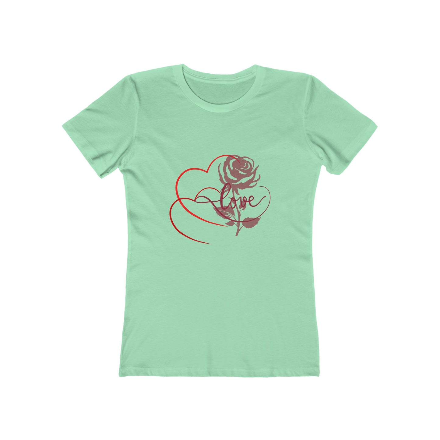 Romantic Floral Boyfriend Tee, Cute Love Shirt, Women's Casual Tee