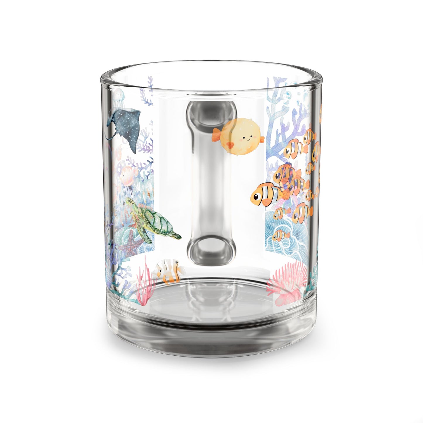 Underwater Adventure Glass Mug, Fish-Themed Coffee Cup, Ocean Decor, Gift for Sea Lovers, Marine Life Mug