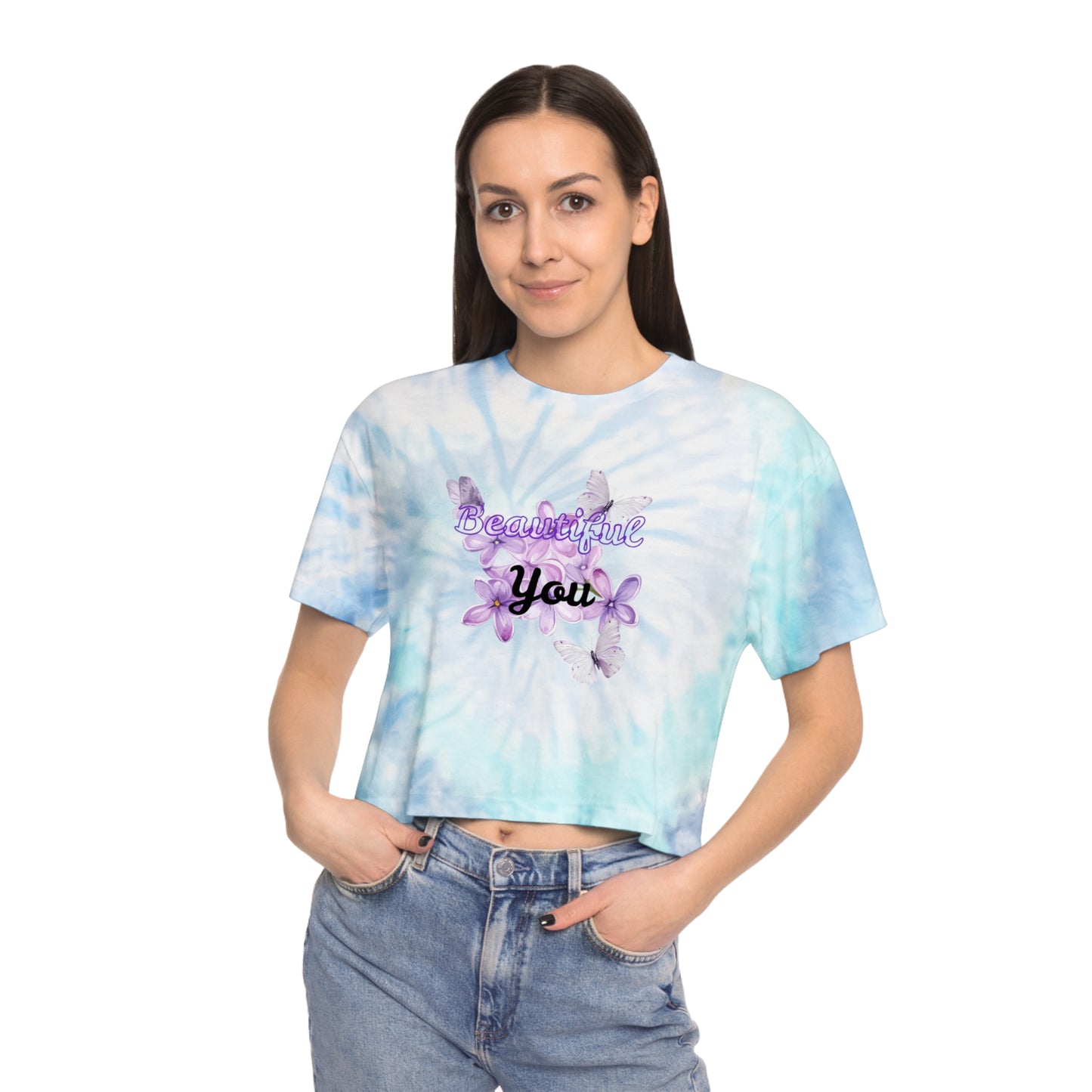 Women's Tie-Dye Crop Tee - Beautiful You, Summer Fashion, Trendy Top, Relaxed Vibe, Gift for Her, Festival Wear