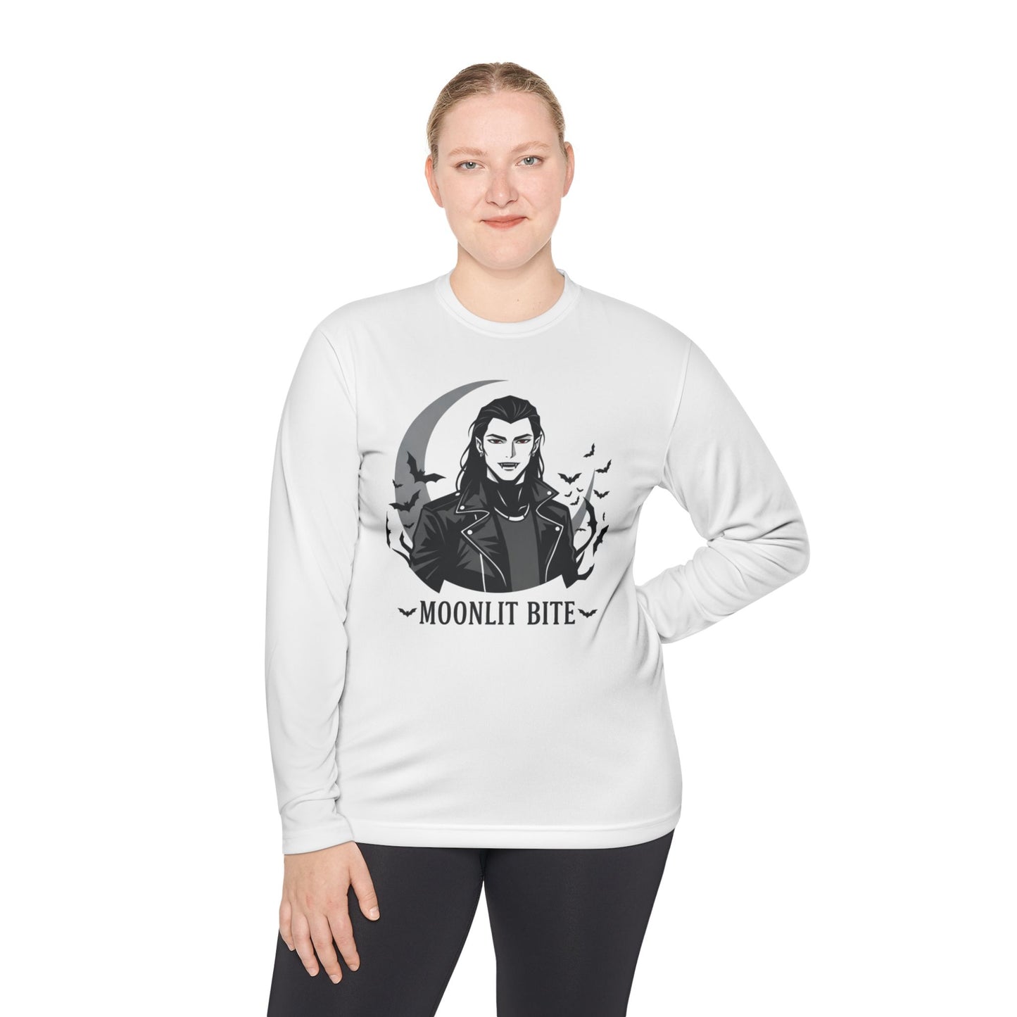 Moonlit Bite Gothic Long Sleeve Tee – Unisex Halloween Shirt, Casual Autumn Wear