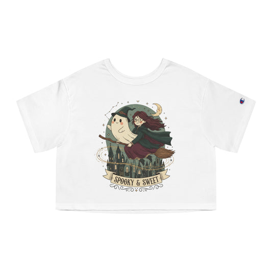 Women’s Spooky & Sweet Cropped Halloween T-Shirt | Witchy Cute Fall Top