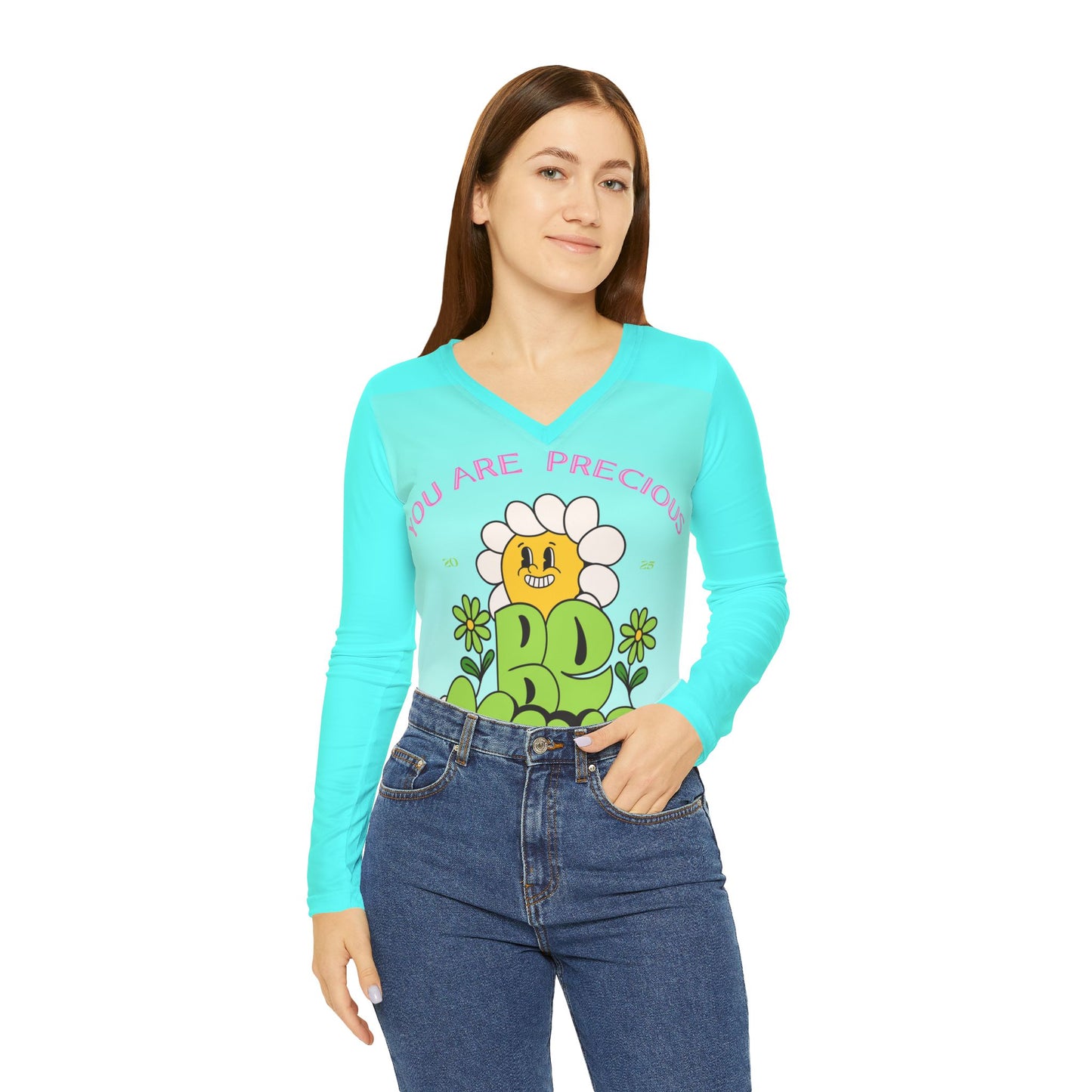 Boho Flower Kindness V-neck women's tee