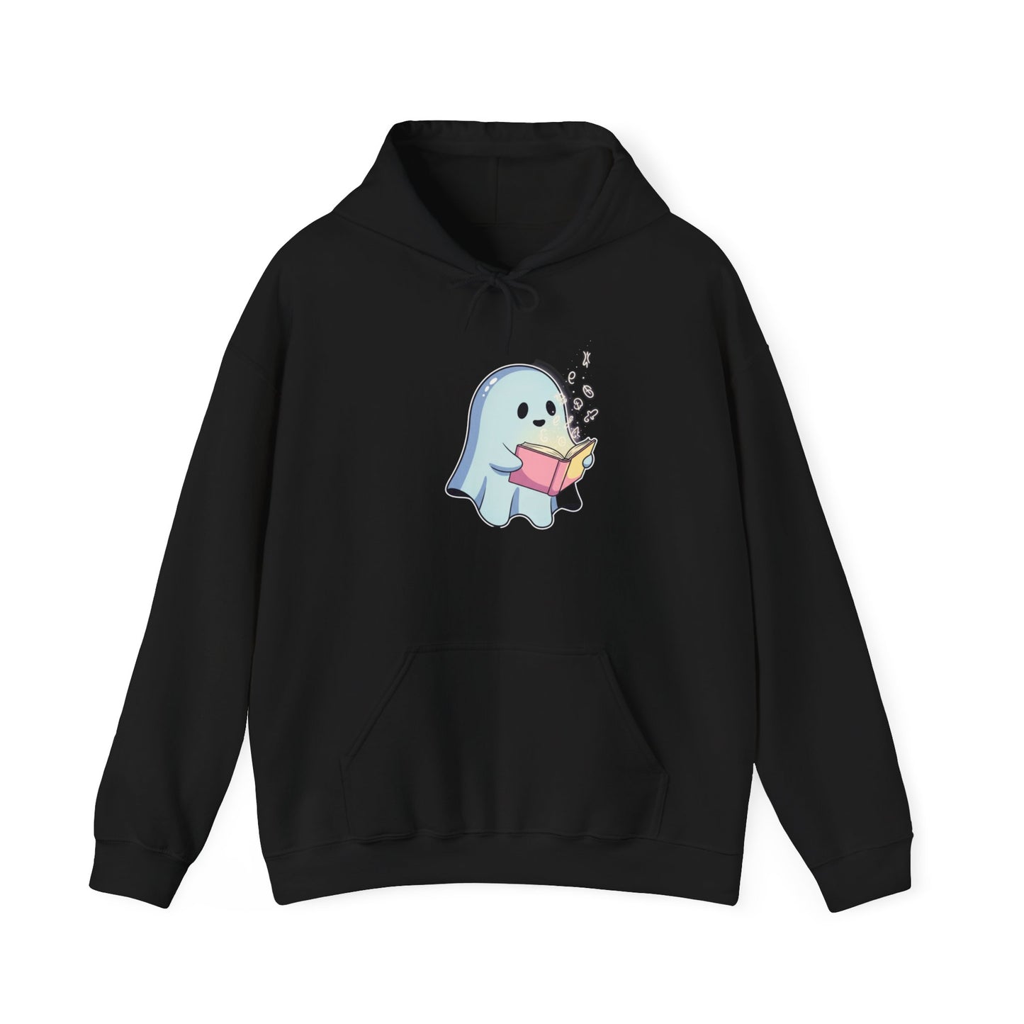 Cozy Ghost Reading Hoodie | Unisex Halloween Sweatshirt Gift