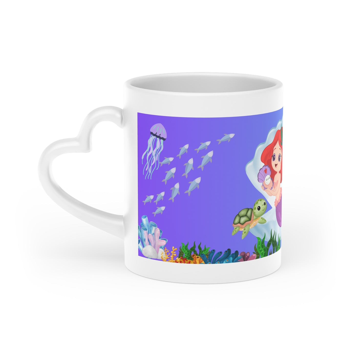 Mermaid Heart-Shaped Mug, Cute Mermaid Mug, Gifts for Her, Magical Coffee Cup, Ocean Lover Mug, Nautical Decor