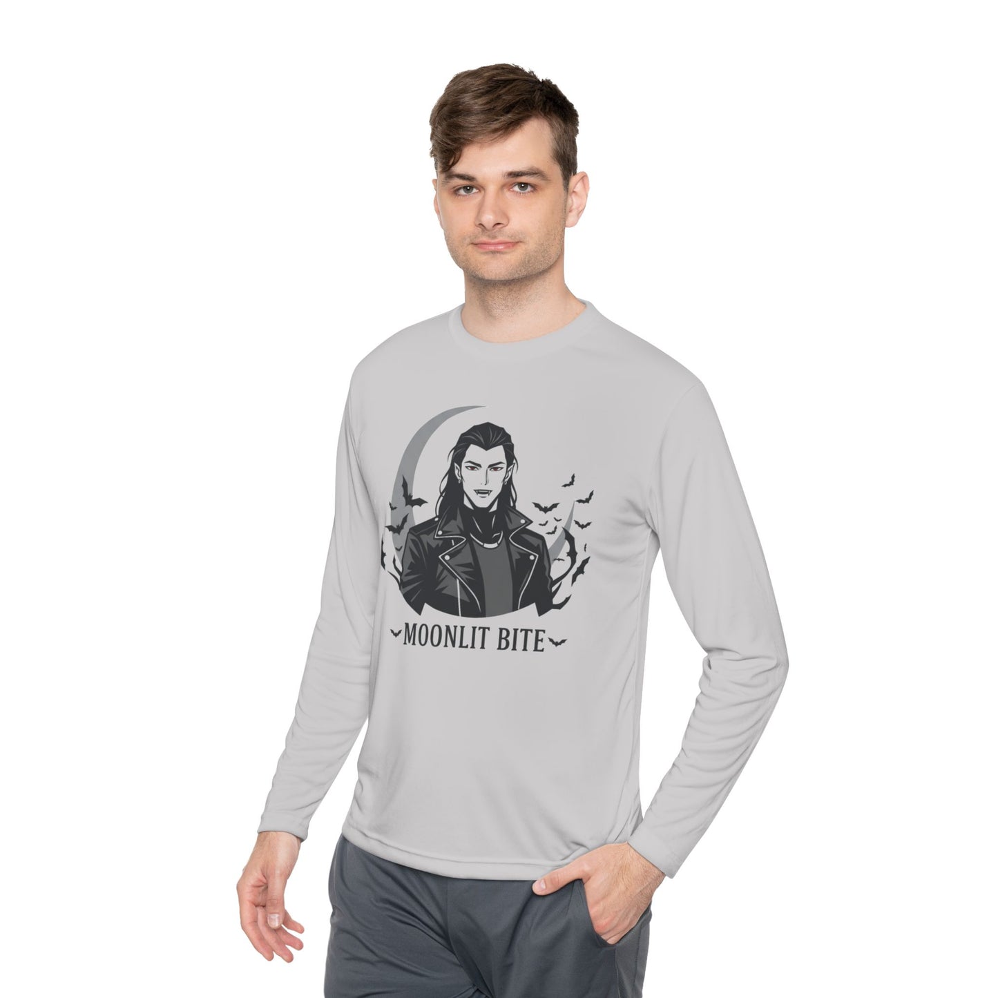 Moonlit Bite Gothic Long Sleeve Tee – Unisex Halloween Shirt, Casual Autumn Wear
