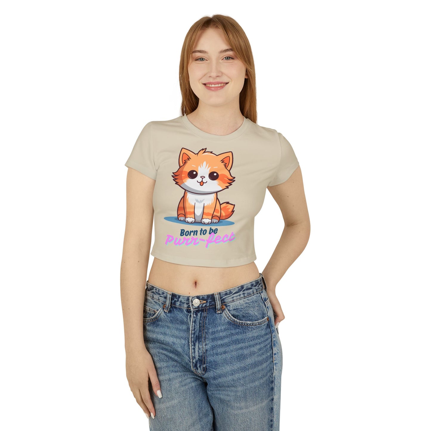 🐱 Born to be Purr-fect – Cute Cat Crop Top Tee