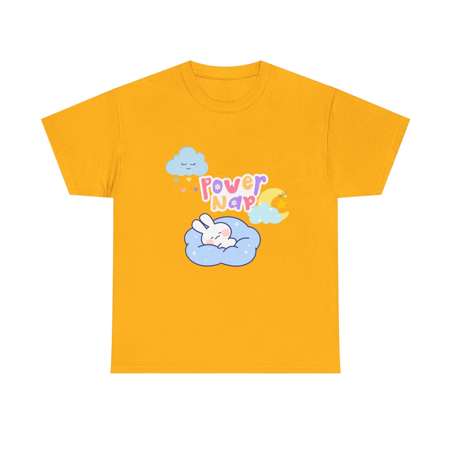 Power Nap Unisex Heavy Cotton Tee, Comfortable T-Shirt, Cute Rabbit Design, Relaxation Gift, Cozy Apparel, Perfect for Nappers