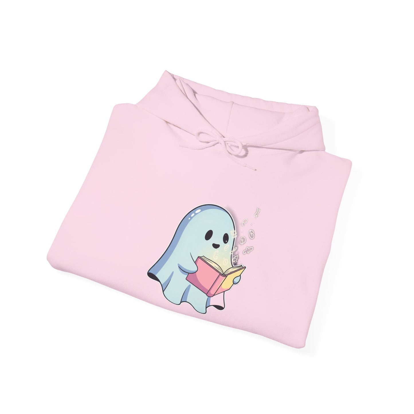 Cozy Ghost Reading Hoodie | Unisex Halloween Sweatshirt Gift