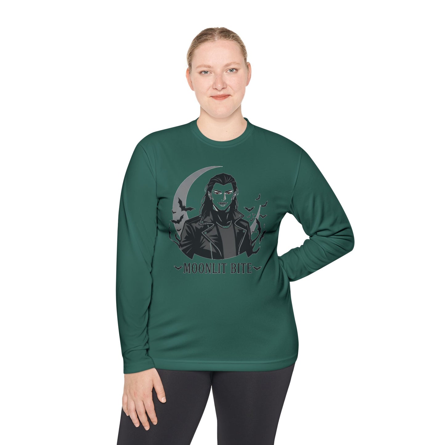Moonlit Bite Gothic Long Sleeve Tee – Unisex Halloween Shirt, Casual Autumn Wear