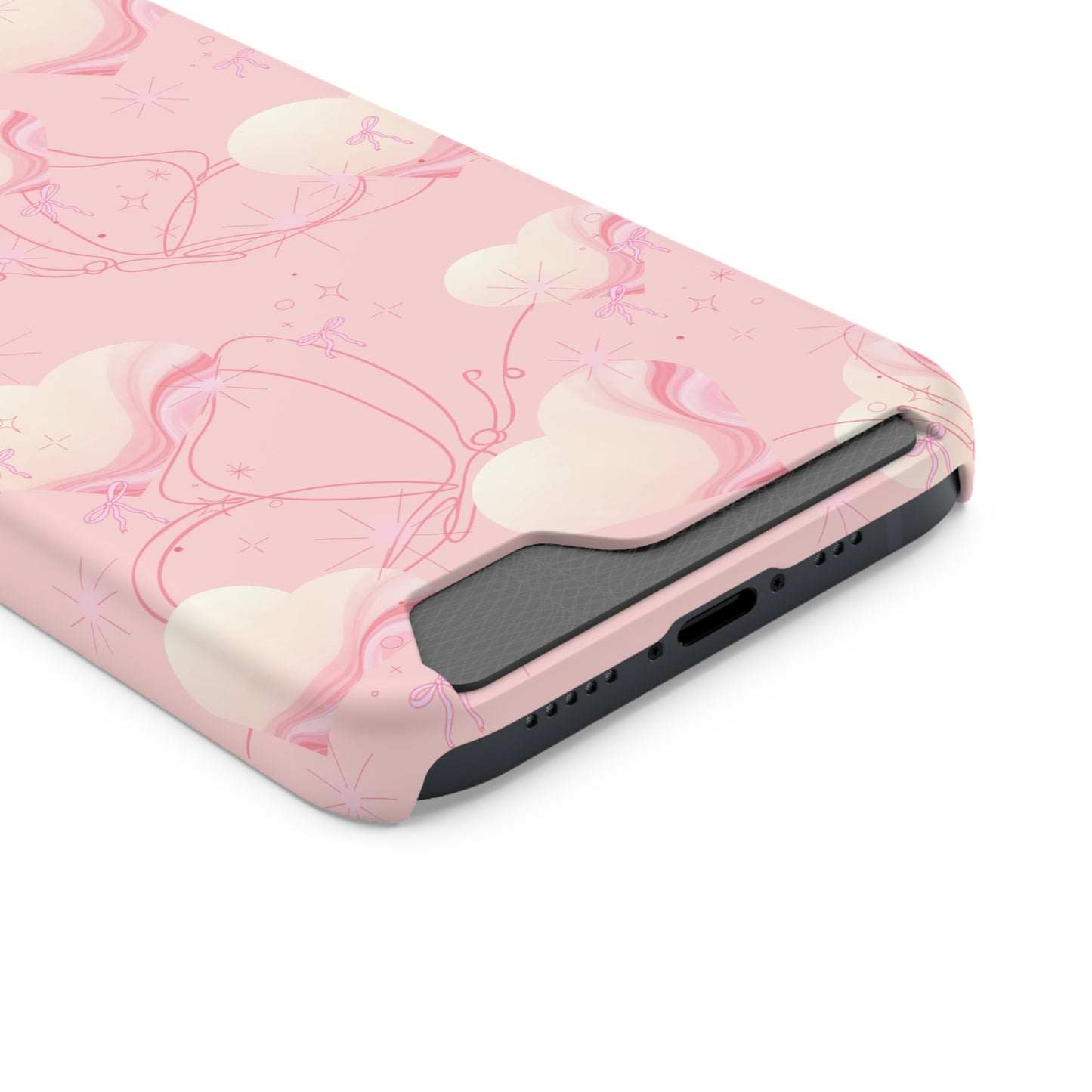 Butterfly Card Holder Phone Case – Stylish Pink Protective Cover
