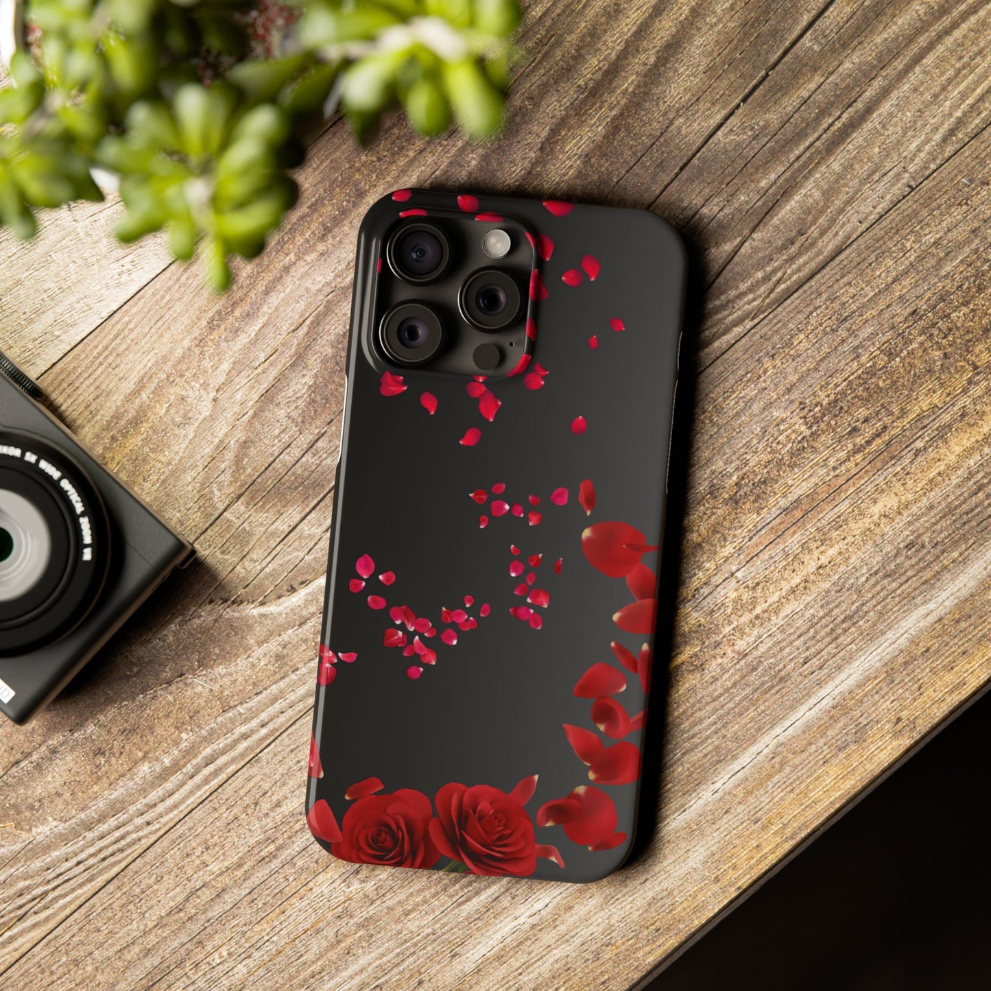 Romantic Rose Slim Phone Case - Floral Design, Love Gift, Phone Accessory, Customizable Cover, Valentine’s Day Present