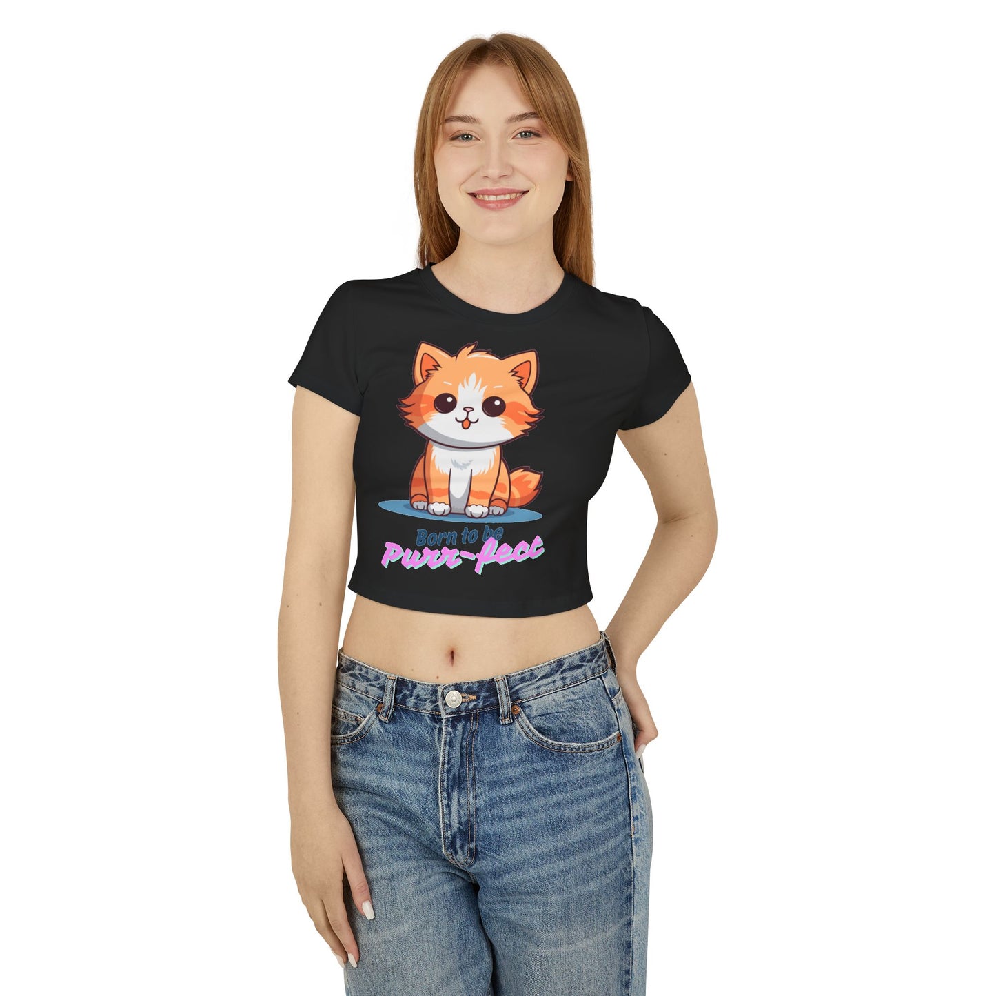 🐱 Born to be Purr-fect – Cute Cat Crop Top Tee