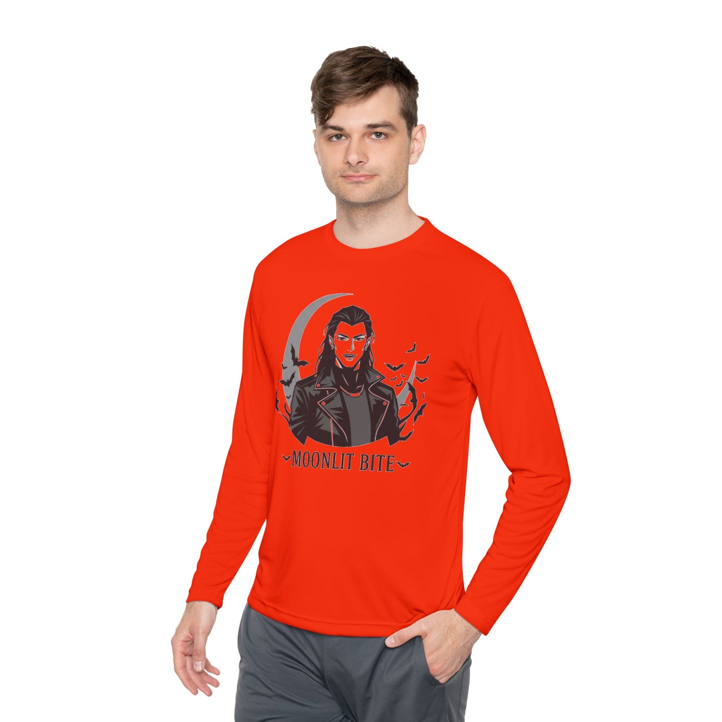 Moonlit Bite Gothic Long Sleeve Tee – Unisex Halloween Shirt, Casual Autumn Wear