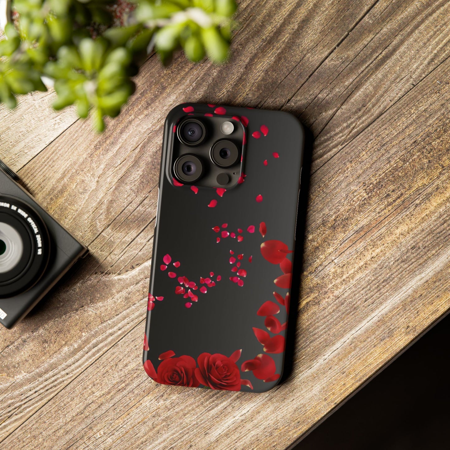 Romantic Rose Slim Phone Case - Floral Design, Love Gift, Phone Accessory, Customizable Cover, Valentine’s Day Present