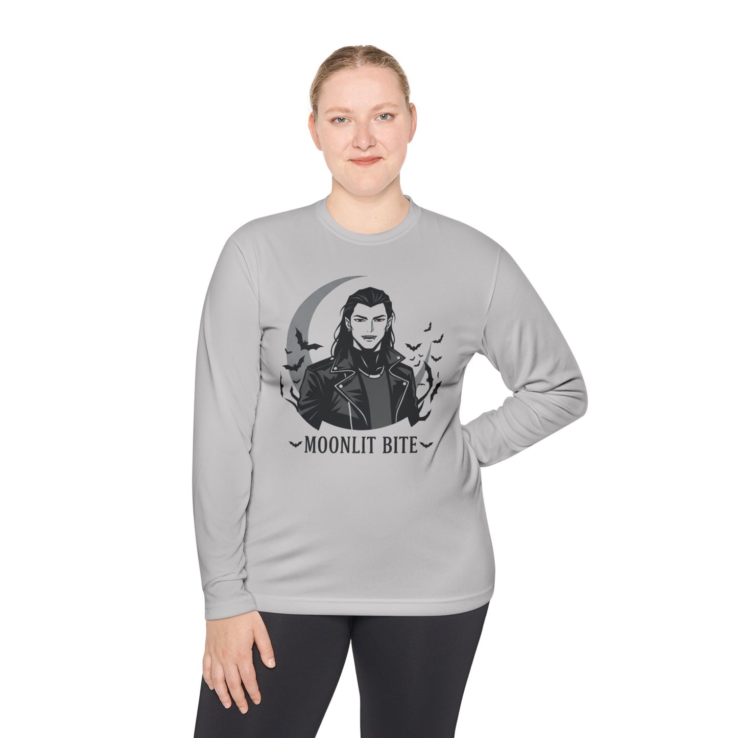 Moonlit Bite Gothic Long Sleeve Tee – Unisex Halloween Shirt, Casual Autumn Wear